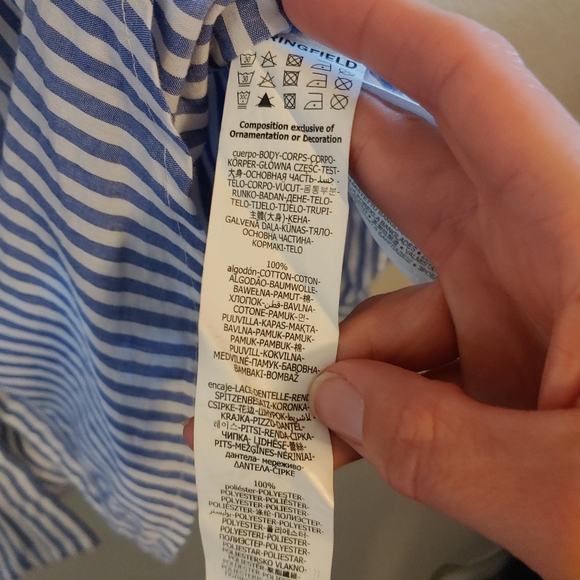 Springfield Europe pinstriped crochet detail top - Picture 6 of 7